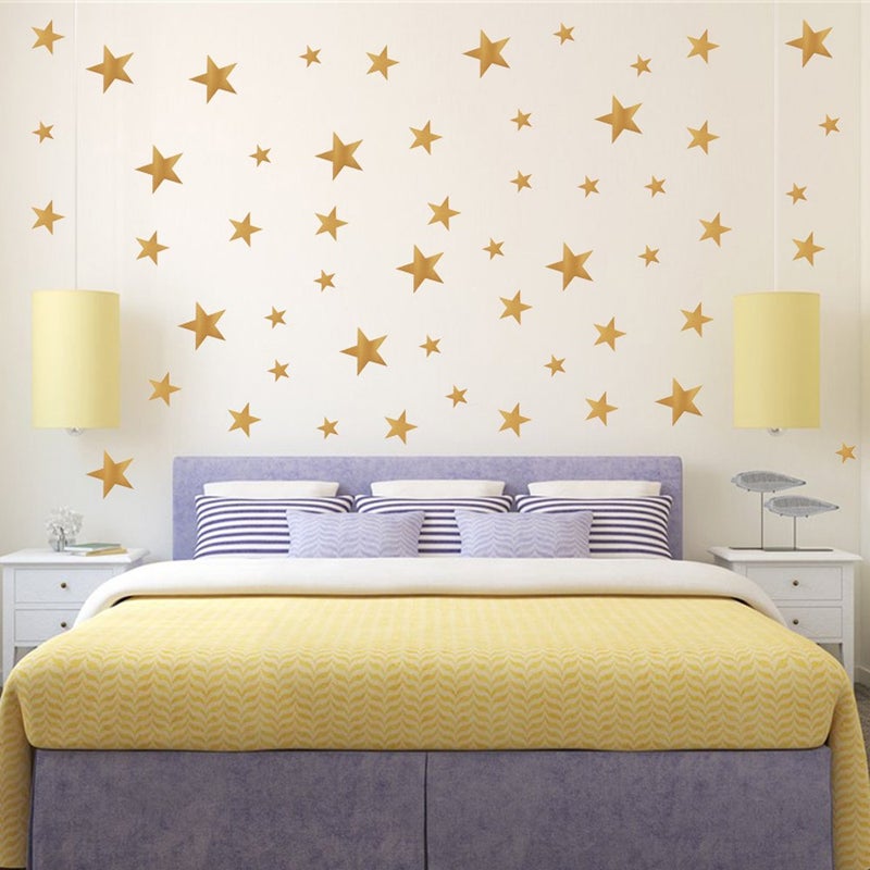 YOKIND 117Pcs Gold Stars Wall Decal Stars Pattern DIY Wall Stickers for Kids Rooms Home Decor - Image 1